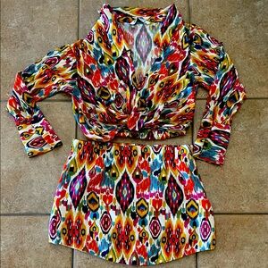 Zara Vibrant Multicolor Blouse and Skirt Set.
